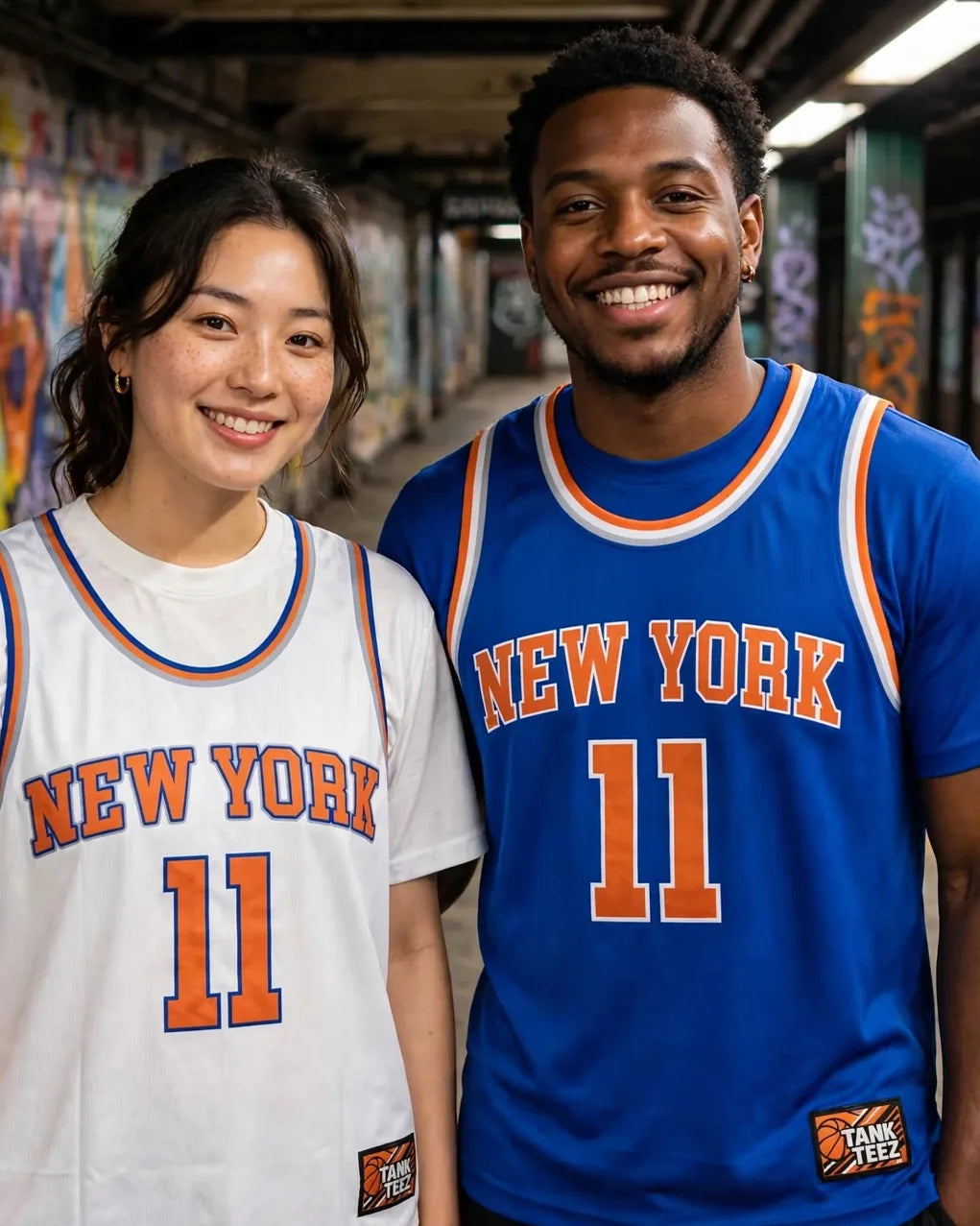 Fan in the blue MVP 11 jersey in a subway station