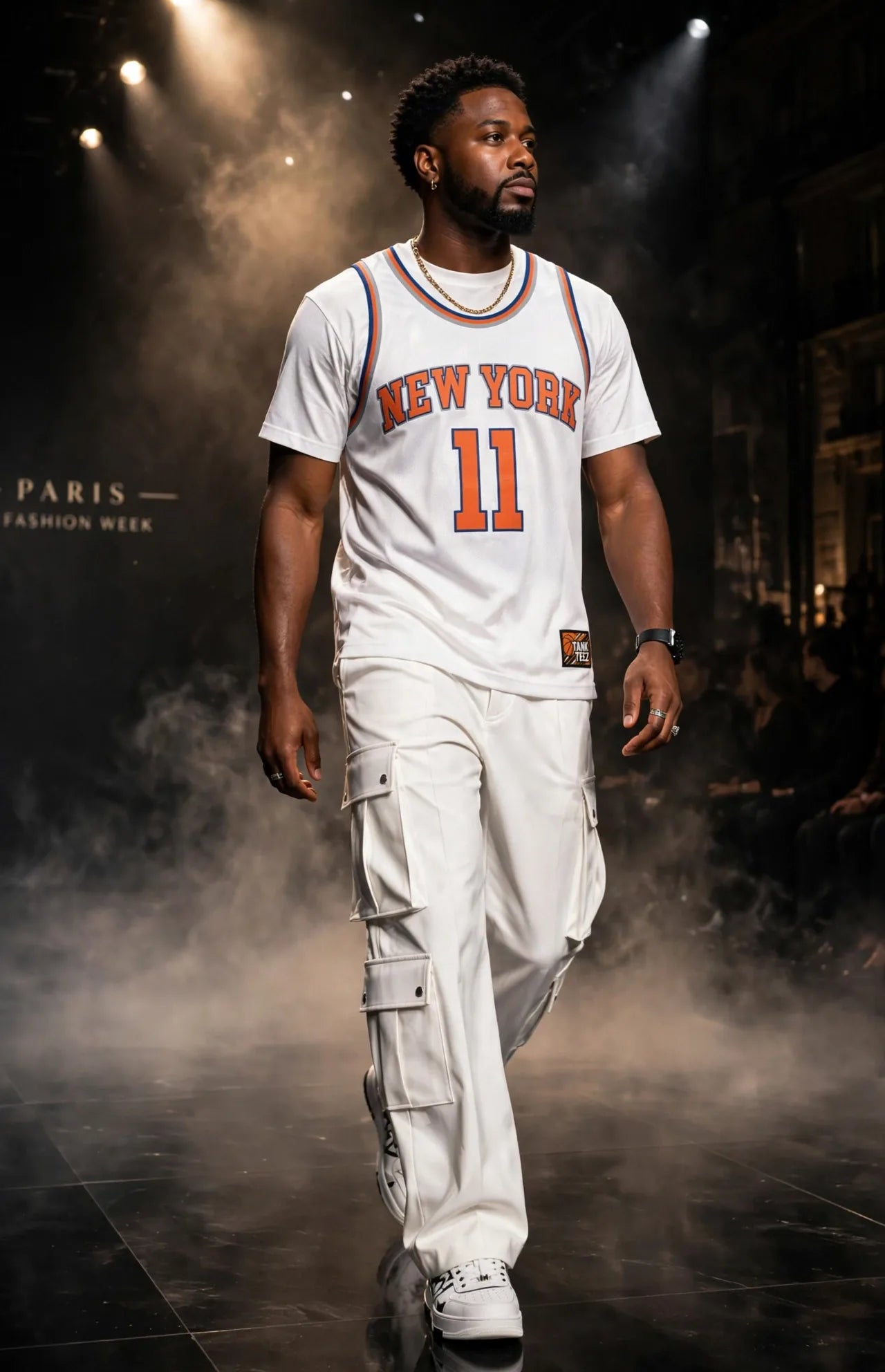 White jersey on the runway